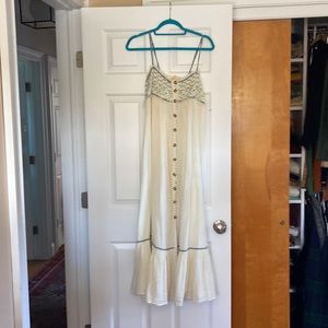 Free People Off White/Blue stitching Maxi Dress